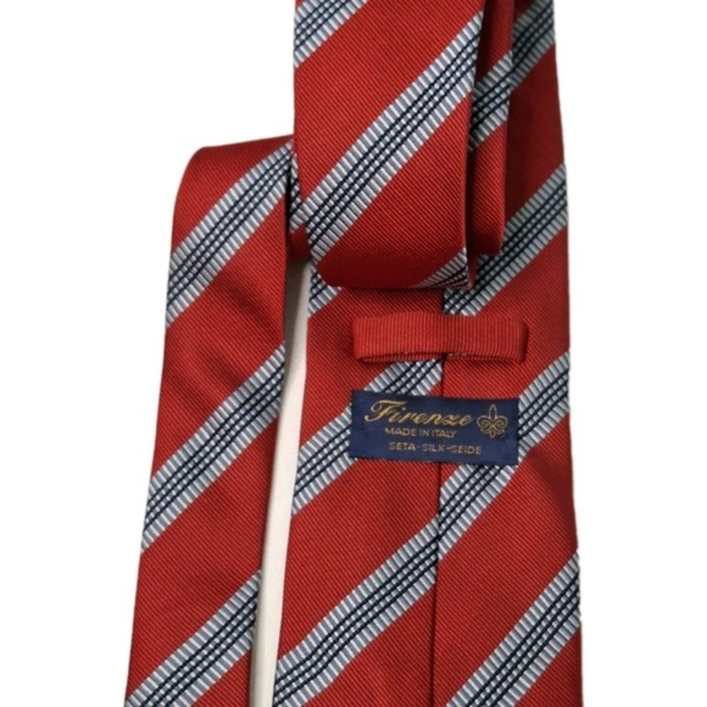 MG Firenze Necktie Mens OS Red New Silk Striped Made in Italy Professional Tie